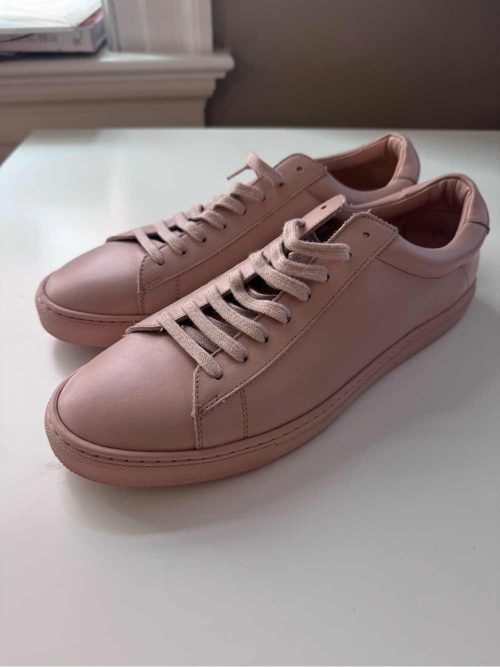 Oliver Cabell Low-Top Leather Sneakers in Dusty Pink